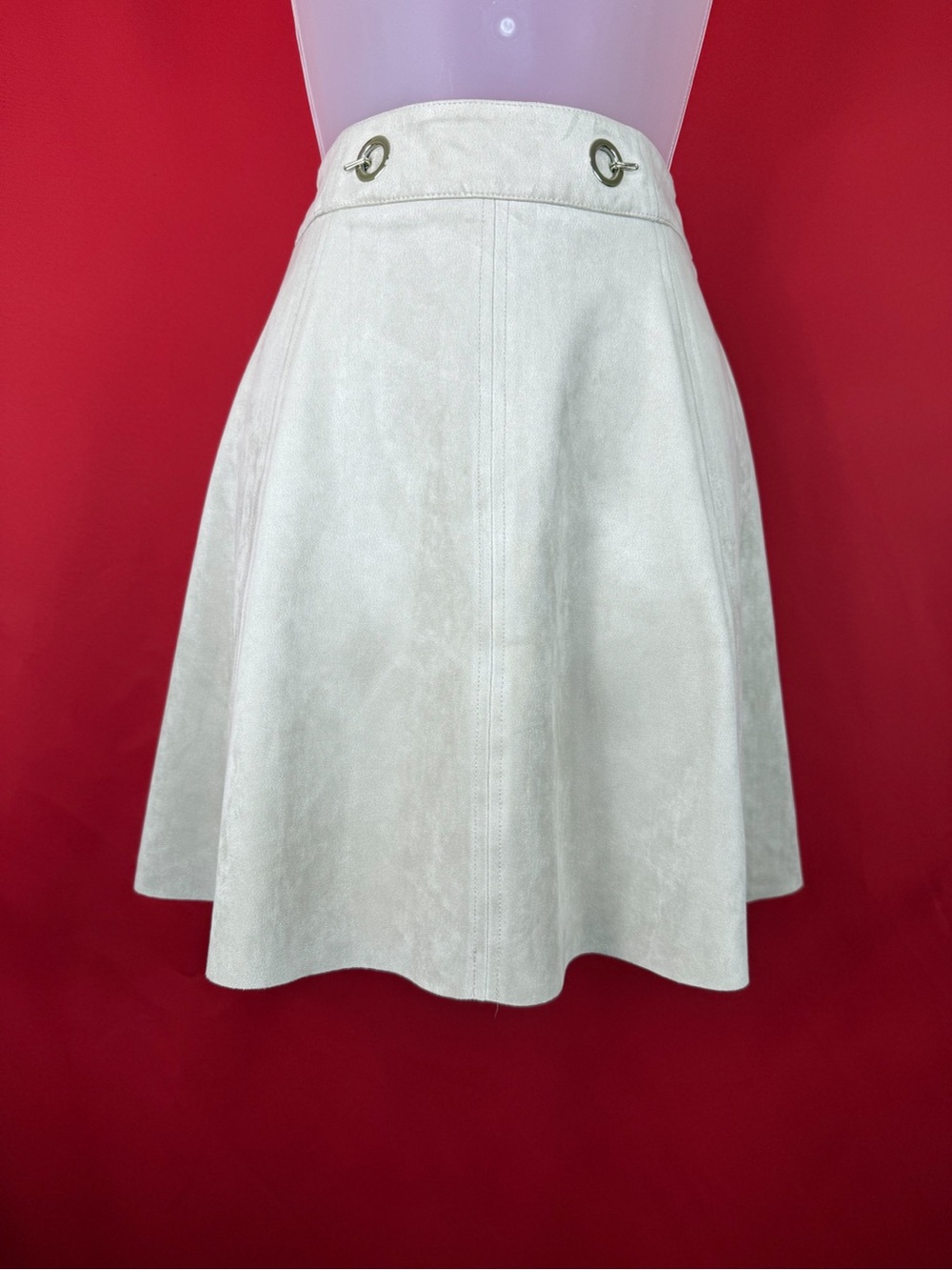 Cream A-Line As Suede Skirt